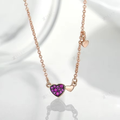 YASVITTI Ngày Valentine đồ trang sức quà tặng 925 Sterling bạc vòng cổ đá quý kim cương hoa hồng vàng bọc vòng cổ trái tim