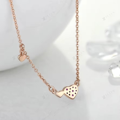 YASVITTI Ngày Valentine đồ trang sức quà tặng 925 Sterling bạc vòng cổ đá quý kim cương hoa hồng vàng bọc vòng cổ trái tim