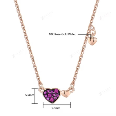 YASVITTI Ngày Valentine đồ trang sức quà tặng 925 Sterling bạc vòng cổ đá quý kim cương hoa hồng vàng bọc vòng cổ trái tim