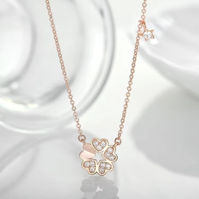 YASVITTI 925 Sterling Silver Necklace Women Star Charms Đồ trang sức tinh tế Hoa hình 14K Rose Gold Heart Necklace