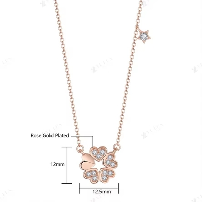 YASVITTI 925 Sterling Silver Necklace Women Star Charms Đồ trang sức tinh tế Hoa hình 14K Rose Gold Heart Necklace