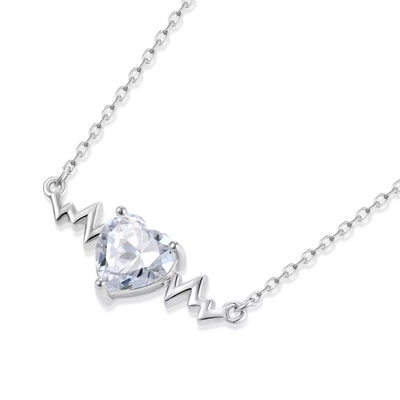 YASVITTI 925 Sterling Silver Heartbeat Necklace Heart Shape 8A Cubic Zircon Đồ trang sức đẹp dành cho phụ nữ
