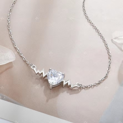 YASVITTI 925 Sterling Silver Heartbeat Necklace Heart Shape 8A Cubic Zircon Đồ trang sức đẹp dành cho phụ nữ