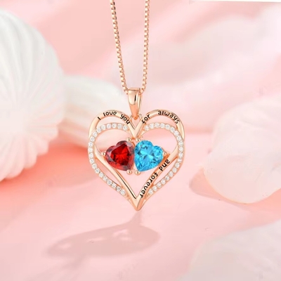 YASVITTI 925 Sterling Silver Eternal Love Heart Pendant Necklace cá nhân hóa hoa hồng vàng mạ tinh thể CZ Necklace