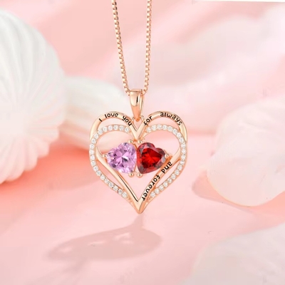 YASVITTI 925 Sterling Silver Eternal Love Heart Pendant Necklace cá nhân hóa hoa hồng vàng mạ tinh thể CZ Necklace
