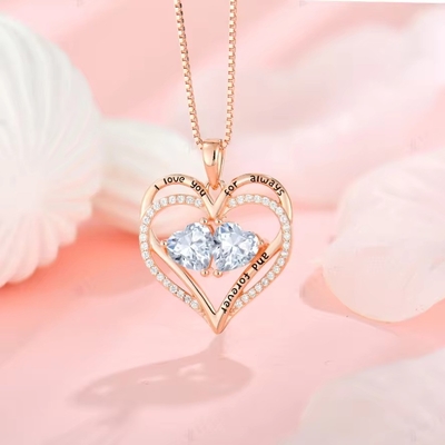 YASVITTI 925 Sterling Silver Eternal Love Heart Pendant Necklace cá nhân hóa hoa hồng vàng mạ tinh thể CZ Necklace