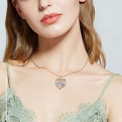 YASVITTI 925 Sterling Silver Eternal Love Heart Pendant Necklace cá nhân hóa hoa hồng vàng mạ tinh thể CZ Necklace