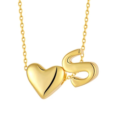 YASVITTI Đồ trang sức cá nhân Bức thư tình yêu vàng S Pendant 925 Sterling bạc trái tim đầu tiên Pendant cho phụ nữ