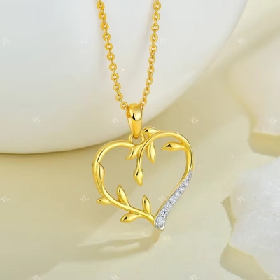 YASVITTI Custom 18K vàng bọc trái tim lá dây chuyền vòng cổ 925 bạc trang sức tốt