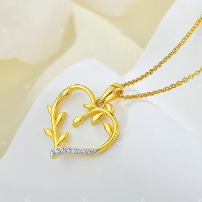 YASVITTI Custom 18K vàng bọc trái tim lá dây chuyền vòng cổ 925 bạc trang sức tốt