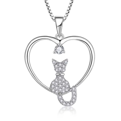 YASVITTI Heart Cat Necklace 925 Sterling Silver Cubic Zirconia Platinum Plated Cat Necklace Quần trang sức nhà máy bán lẻ