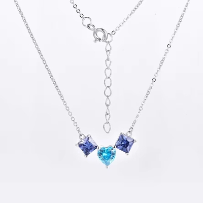 YASVITTI 925 Sterling Silver đa màu hình trái tim Zirconia Pendant Necklace Rhodium Plated Jewelry Wholesale