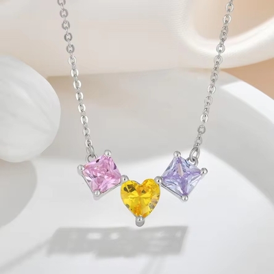 YASVITTI 925 Sterling Silver đa màu hình trái tim Zirconia Pendant Necklace Rhodium Plated Jewelry Wholesale