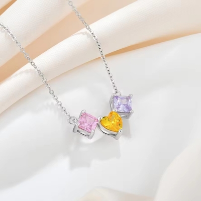 YASVITTI 925 Sterling Silver đa màu hình trái tim Zirconia Pendant Necklace Rhodium Plated Jewelry Wholesale