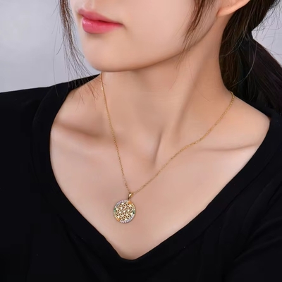 YASVITTI 925 Sterling Silver Flower of Life Rainbow CZ Pendant Necklace Yoga and Meditation Necklace Wholesale