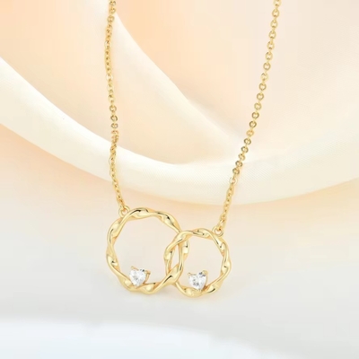 YASVITTI 14K vàng vàng tráng vòng tròn liên kết trái tim hình khối Zirconia dây chuyền vòng cổ 925 Sterling bạc đồ trang sức