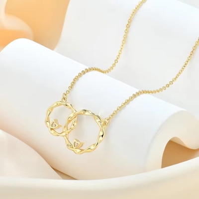 YASVITTI 14K vàng vàng tráng vòng tròn liên kết trái tim hình khối Zirconia dây chuyền vòng cổ 925 Sterling bạc đồ trang sức