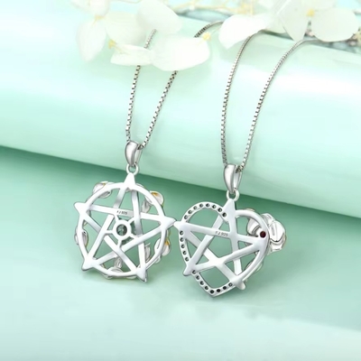 YASVITTI 925 Sterling Silver Pentagram Star Heart Pendant Necklace Set Cubic Zirconia và Rose Gold Plated Wholesale