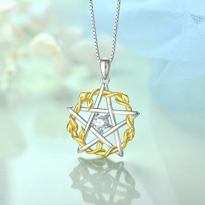 YASVITTI 925 Sterling Silver Pentagram Star Heart Pendant Necklace Set Cubic Zirconia và Rose Gold Plated Wholesale