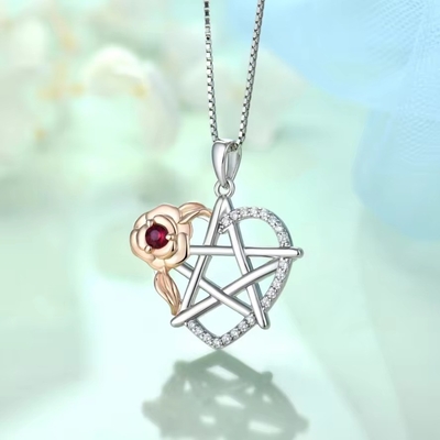 YASVITTI 925 Sterling Silver Pentagram Star Heart Pendant Necklace Set Cubic Zirconia và Rose Gold Plated Wholesale
