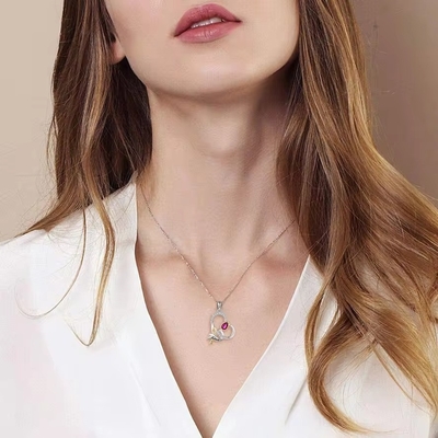 YASVITTI Custom Sterling Silver 925 Heart Rose Flower Necklace Classic Rose Gold Plated Bridesmaid Nhà máy bán buôn