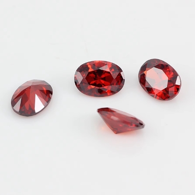8 * 12mm Moissanite màu Oval máu Đỏ Crystal Glass Moissanite cho nhẫn đính hôn