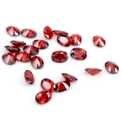 8 * 12mm Moissanite màu Oval máu Đỏ Crystal Glass Moissanite cho nhẫn đính hôn