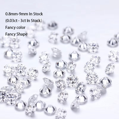 0.8-3.3mm Tròn Đẹp Nhìn Người Làm Kim cương Moissanite DEF VVS VS Phòng thí nghiệm trưởng thành Kim cương