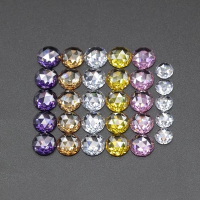 Rose Cut Cubic Zirconia moissanite Round Brilliant Cut Gemstone Điều trị nhiệt được áp dụng