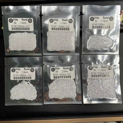 5A Chất lượng 1000pcs / túi 1mm - 3.0mm Đá đá Đá kim cương màu trắng