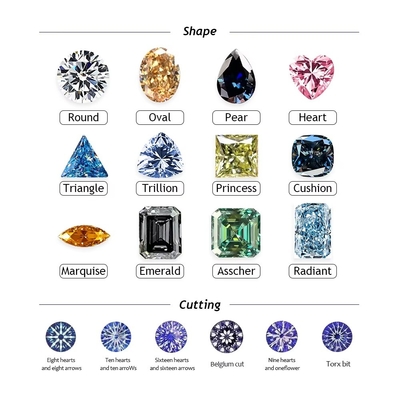 Kim cương hình bầu dục Đẹp cắt lỏng Moissanite kim cương 3 * 5mm-10 * 14mm Kích thước nhỏ Để làm đồ trang sức