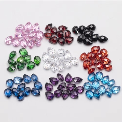 Màu hồng Granite Xanh Trắng Da cam Xanh đá quý hình quả lê hình rùa đôi mặt cubic Zirconia
