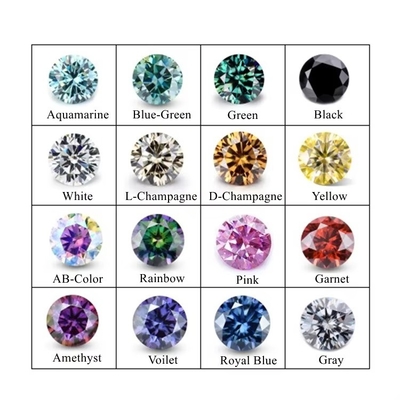 Sản phẩm bán buôn GRA Moissanite Xám Vàng Vàng Champagne Xanh Xanh Vàng Vòng cắt lỏng kim cương moissanite để làm đồ trang sức