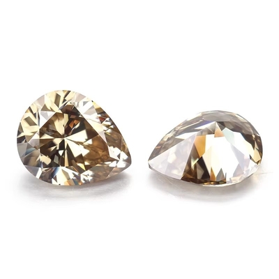 Kim cương màu vàng sáng Champagne Pear Loose Moissanite Stone cho nhẫn