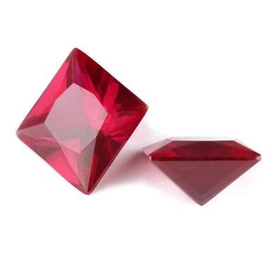 Công chúa cắt vuông tổng hợp Ruby 5 # Corundum lỏng đá quý Moissanite cho nhẫn đính hôn