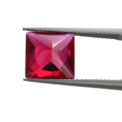 Công chúa cắt vuông tổng hợp Ruby 5 # Corundum lỏng đá quý Moissanite cho nhẫn đính hôn