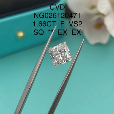 Giấy chứng nhận IGI NGIC Phòng thí nghiệm trưởng thành Kim cương công chúa cắt vuông 1.66ct F VS2 Loose Hpht Cvd Kim cương Moissanite