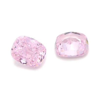 Đá cắt băng 4k Cz Đá màu hồng Hình dạng đệm 7x6mm 10x8mm Đá quý lỏng Zirconia khối tổng hợp