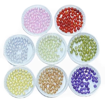 Roundball Garnet Peridot Màu hồng CZ hạt tổng hợp hình khối Zirconia đá quý lỏng cho vòng tai kim cương
