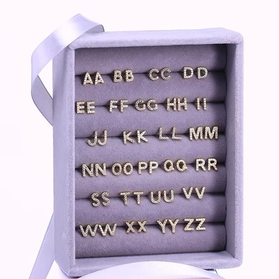 Thời trang Sterling bạc A-z chữ cái bông tai 18k vàng bọc 925 bạc chữ cái Stud bông tai