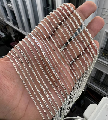 Nhạc kim cương bán buôn Ý 925 Sterling Silver Figaro Chain Necklace Gold Silver Chain For Women