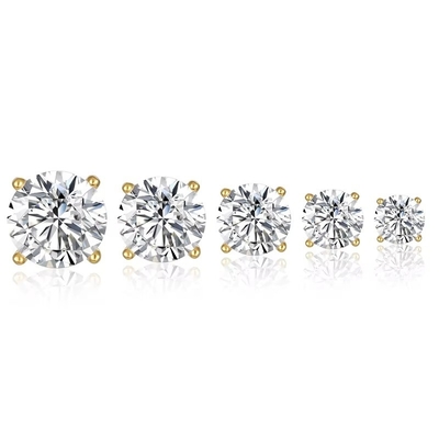 Vòng tai thời trang Hàn Quốc Đồ trang sức 925 Sterling Silver Classic Vòng tai kim cương đơn 2-10mm Zirconia Stud Vòng tai cho phụ nữ