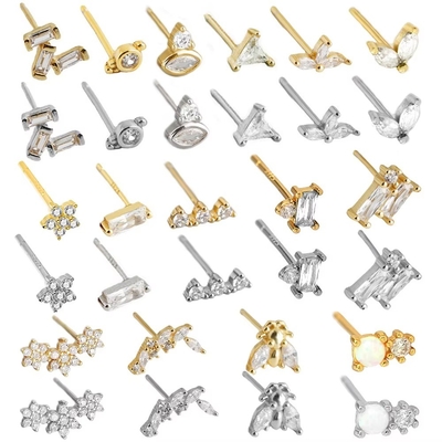 925 Sterling Silver Wholesale Jewelry Minimalist Small 925 Sterling Silver Zircon Stud Earrings Chiếc tai đeo vàng cho phụ nữ