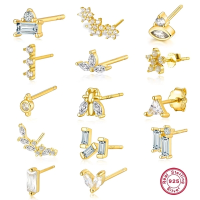 925 Sterling Silver Wholesale Jewelry Minimalist Small 925 Sterling Silver Zircon Stud Earrings Chiếc tai đeo vàng cho phụ nữ