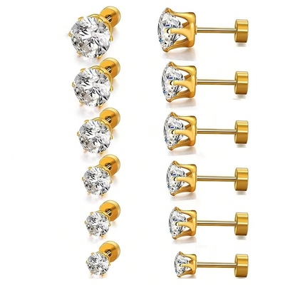 Phòng tai thép không gỉ vòng 18k vàng bọc vòng tai Zircon