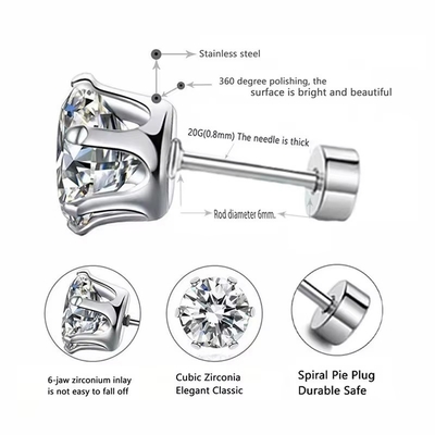 Phòng tai thép không gỉ vòng 18k vàng bọc vòng tai Zircon
