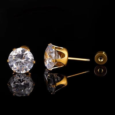 Phòng tai thép không gỉ vòng 18k vàng bọc vòng tai Zircon