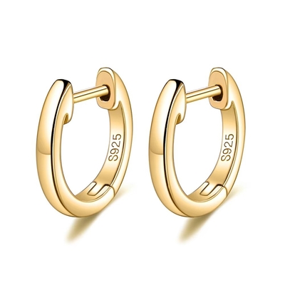 Vàng 925 Sterling bạc đơn giản đeo tay đeo tai vàng Vermeil Hoop Huggie nhỏ Stud tai phụ nữ đồ trang sức