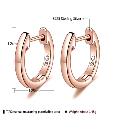 Vàng 925 Sterling bạc đơn giản đeo tay đeo tai vàng Vermeil Hoop Huggie nhỏ Stud tai phụ nữ đồ trang sức