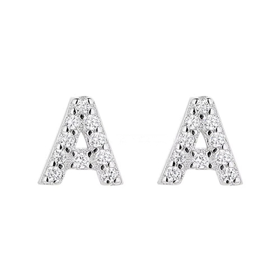 925 Sterling Silver Letter Earring Studs ABC Jewelry Stud Earrings With Rhodium Plated Cho Phụ nữ